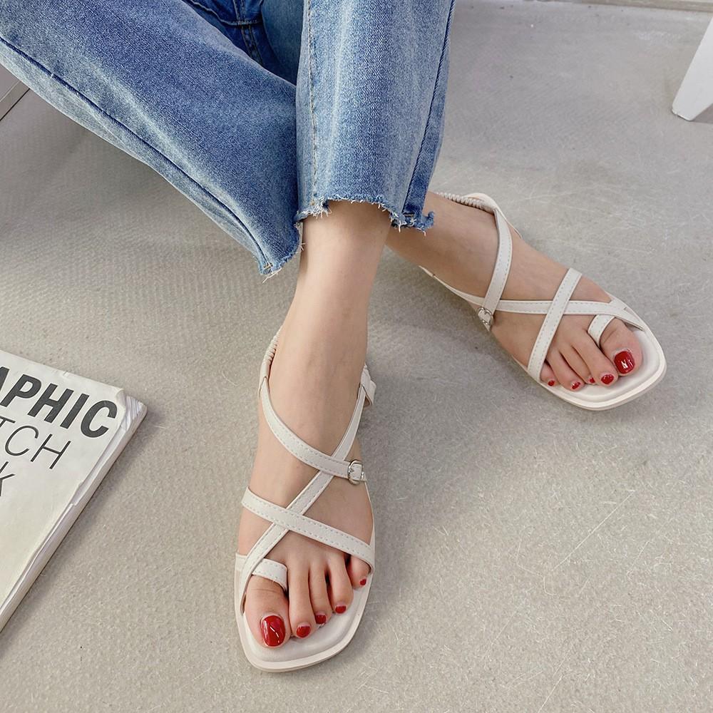 Giày Sandal nữ xỏ ngón, sandal bệt, dép nữ quai mảnh da mềm ôm chân cho nữ - S48