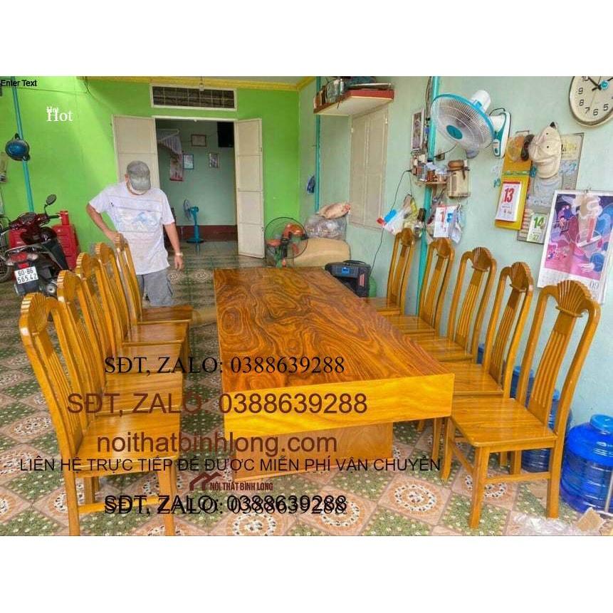 Bàn ghế ăn 10 ghế bàn hộp gỗ hương vân nam phi