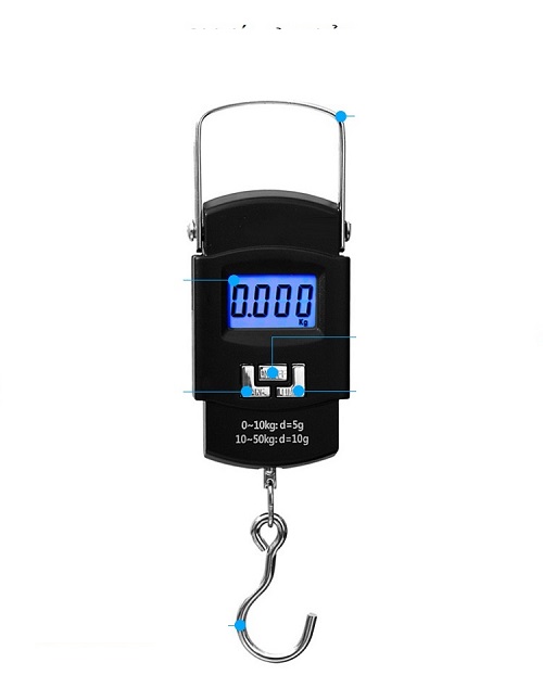 Cân móc treo cầm tay chính xác tải trọng 50kg, cân thực phẩm, màn hình điện tử cao cấp