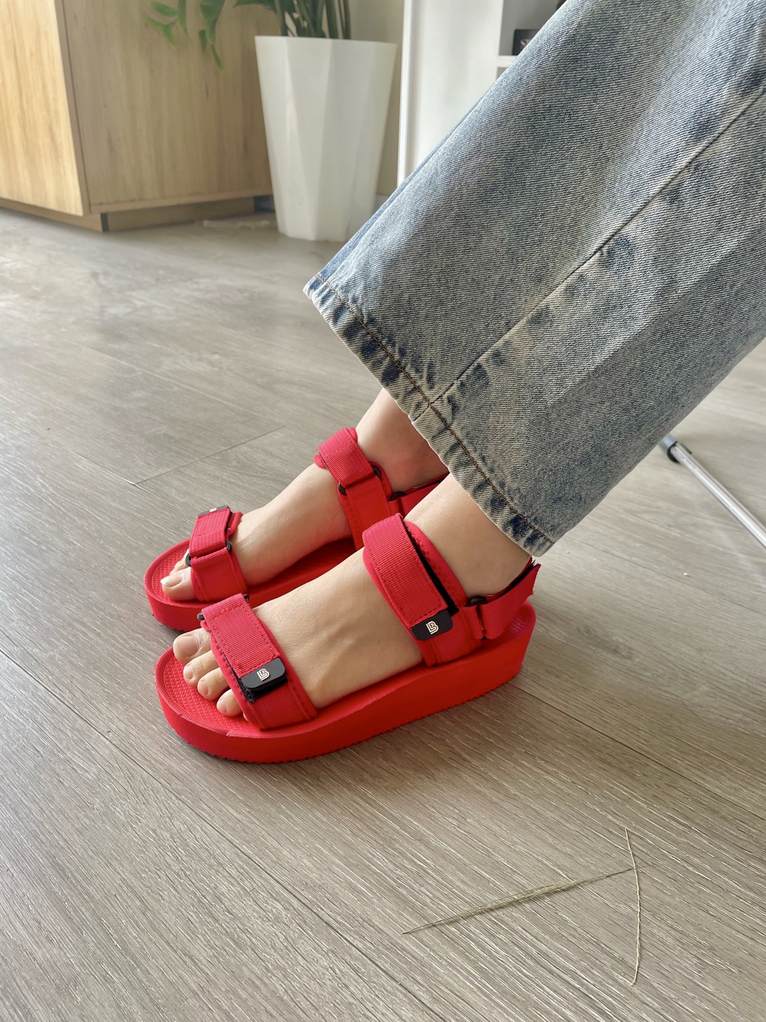 Giày Sandal Nữ The Bily 03W Quai Ngang - Màu Đỏ BL03WD