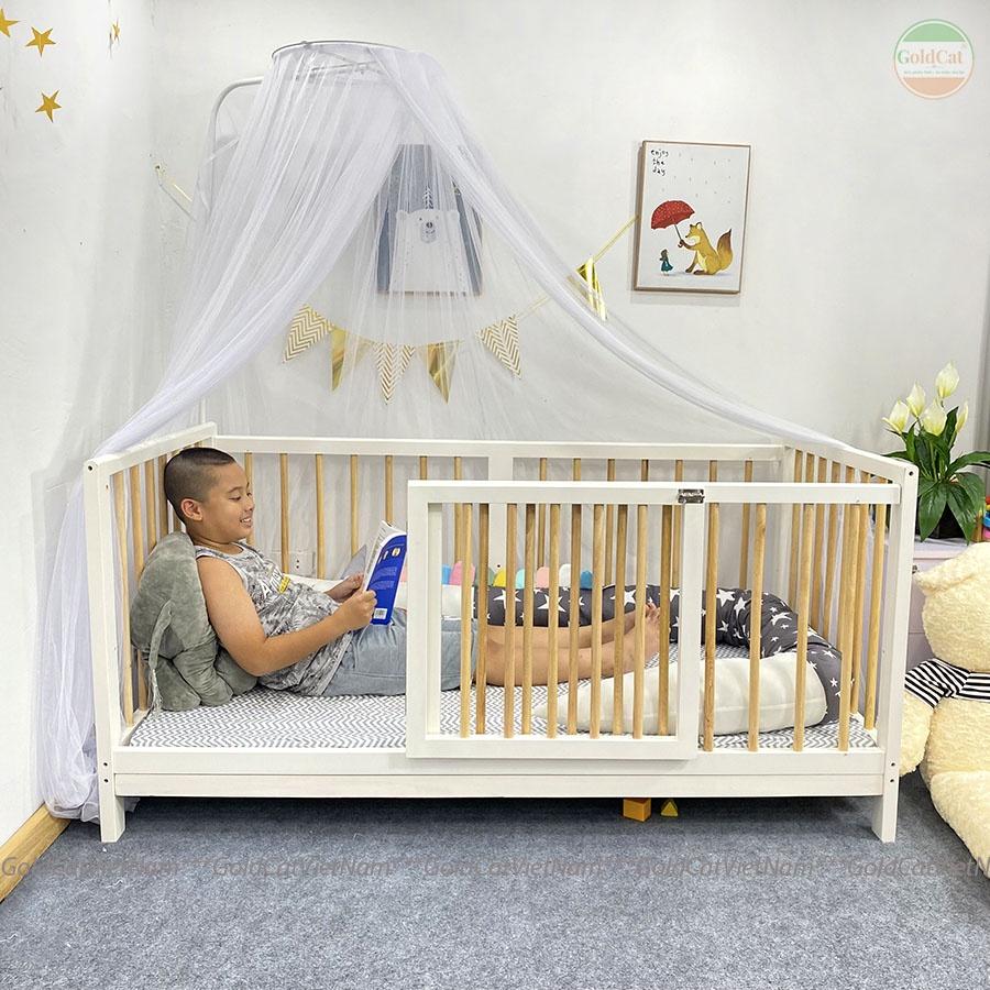 Giường Cũi Đa Năng GoldBaby Thương Hiệu GOLDCAT, Gỗ Tự Nhiên Bền Chắc An Toàn Cho Bé, Sử Dụng Từ 0-12 Tuổi