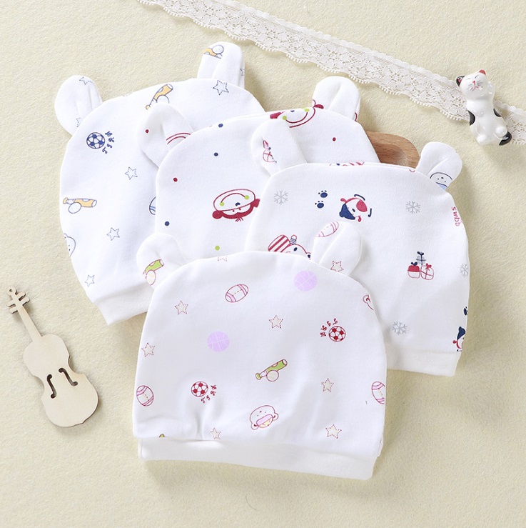 Combo 2 Mũ Che Thóp Cotton Mềm Cho Trẻ Sơ Sinh 0-6 Tháng - Họa Tiết Bé Trai