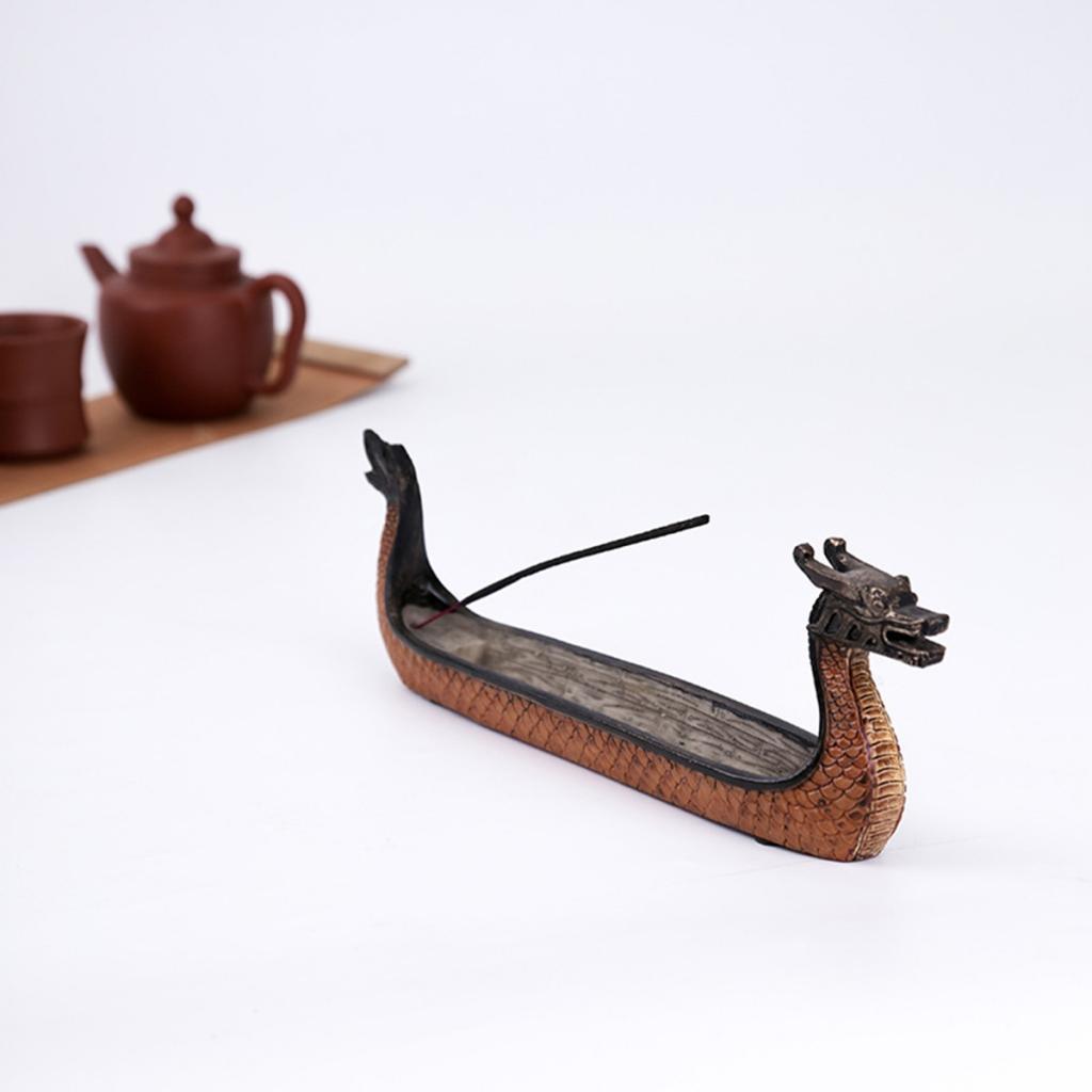 Dragon on Viking Boat Ornament Incense Burner Resin Incense Stick Holder