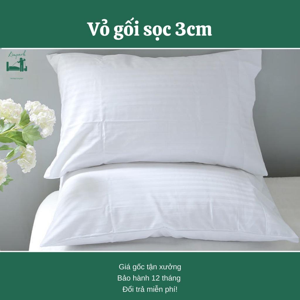 Vỏ gối cao cấp-Sọc 3cm- Cotton 100% - Tiêu chuẩn khách sạn 5 sao - Chất liệu mát mẻ mịn màng