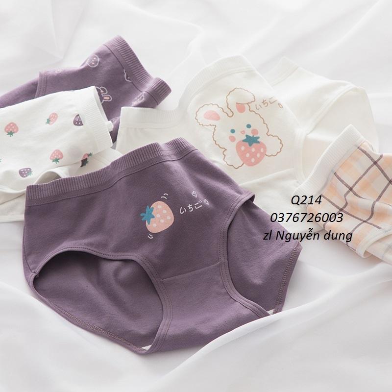 Quần Lót Nữ Cotton Hình Thỏ-Dâu Thời Trang Ngang Eo . Hàng Loại Đẹp.