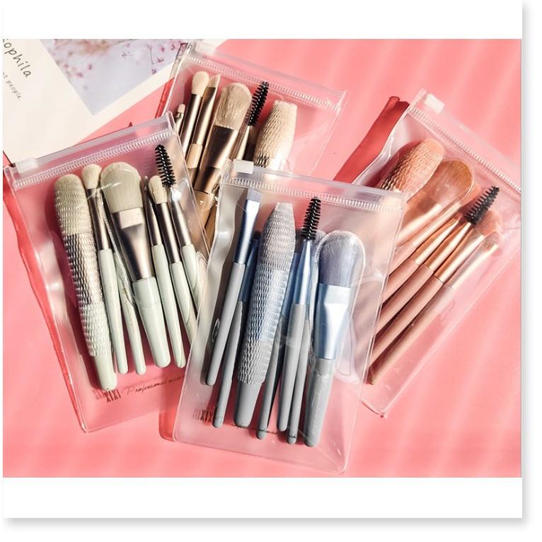 Bộ Cọ trang điểm 8 Cây Túi Zip Lông Mềm