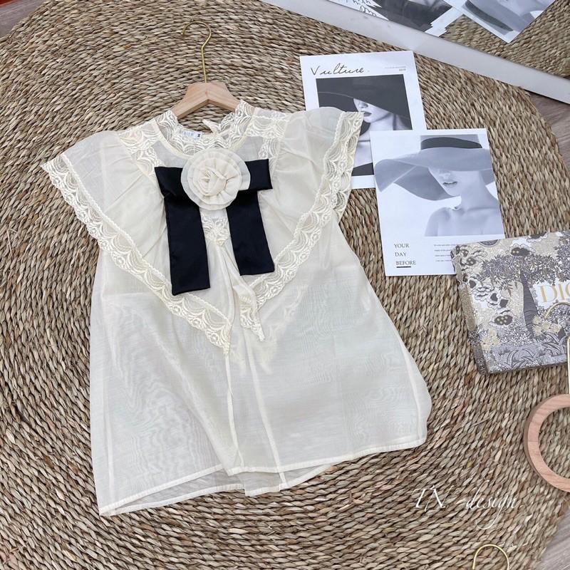 Áo sơmi hoa trà cộc tay