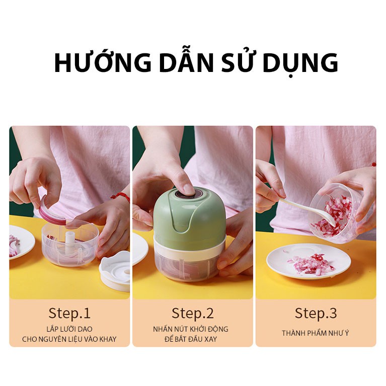 Máy Nghiền Rau Củ Quả 4 Trong 1 Bằng Điện Kèm Phụ Kiện