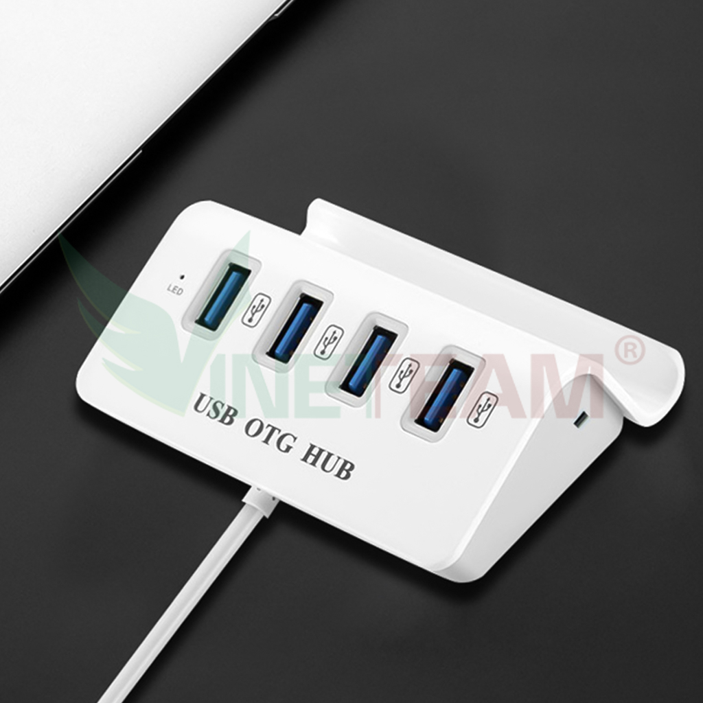 Bộ chia 4 Cổng USB OTG HUB Chuẩn Type-C Kiêm Giá Đỡ Kết Nối Điện Thoại Với Chuột Và Bàn Phím Chơi Game Mobile – Hàng Chính Hãng – OTG 3 in 1 usbtype cmicro