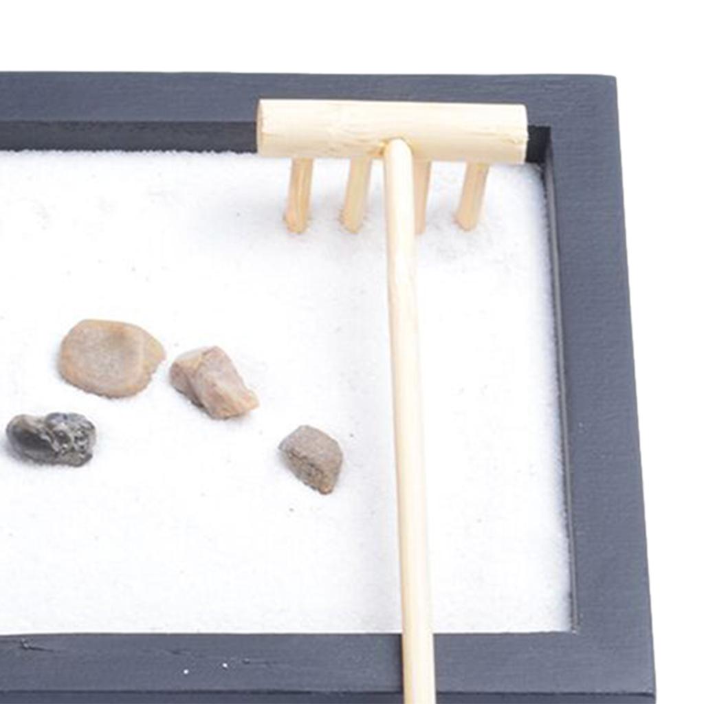 Zen Garden Sand Kit Tabletop Decor Sand Rocks Rake Feng Shui Crafts #4