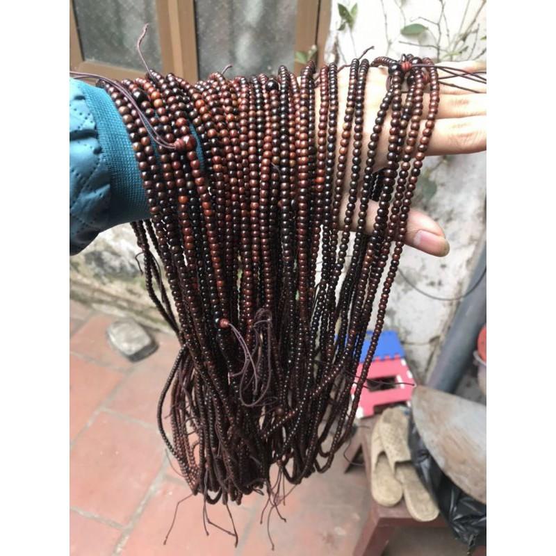 Vòng tay nữ 216 hạt nhỏ xíu 3 ly bằng GỖ - TRẮC màu đen nhiều hoặc đỏ nhiều