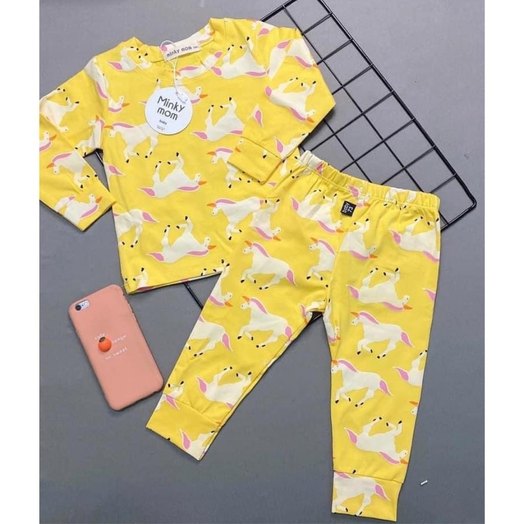 Bộ Cotton Dài Tay Cho Bé Bộ Thu Đông Dài Tay Minky Mom Cho Bé Trai Bé Gái Với Các Hình Thú Siêu Kute .