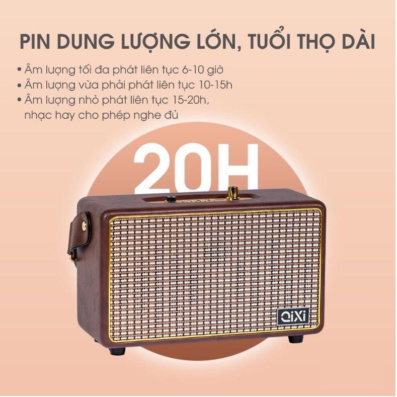 Loa bluetooth Qixi SK-2025 kiểu dáng cổ điển sang trọng - Loa Không Dây SK2025 Hỗ Trợ V5.0, USB, Thẻ Nhớ TF, Cổng AUX.