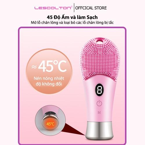 Máy rửa mặt mini massage mặt LESCONTOL 8 cấp độ sử dụng sóng siêu âm làm sạch lớp trang điểm, dầu thừa, bụi bẩn