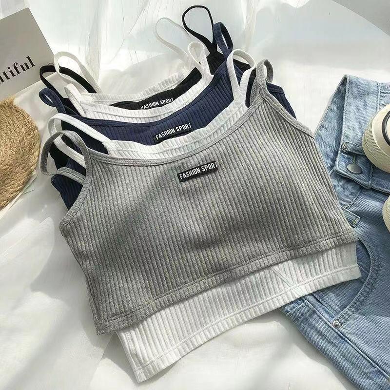 Áo bra không gọng mút liền dáng crotop thoáng mát phong cách Hàn quốc siêu xinh