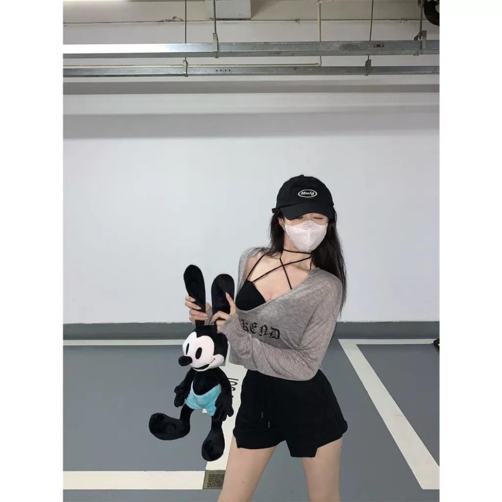 Bộ 3 Món Nữ Áo Croptop Dài Tay WEEKEND Kèm Áo Bra Mút Ngực Quần Đùi