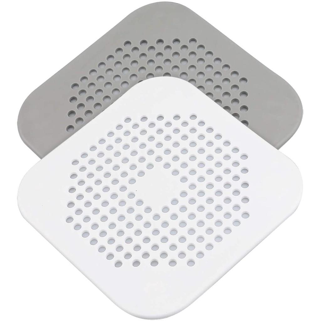 2 Packs Drain Hair Catcher Shower Bathtub Drain Cover Silicone Hair Catcher for Shower Square Drain Stopper Tub Sink Strainer