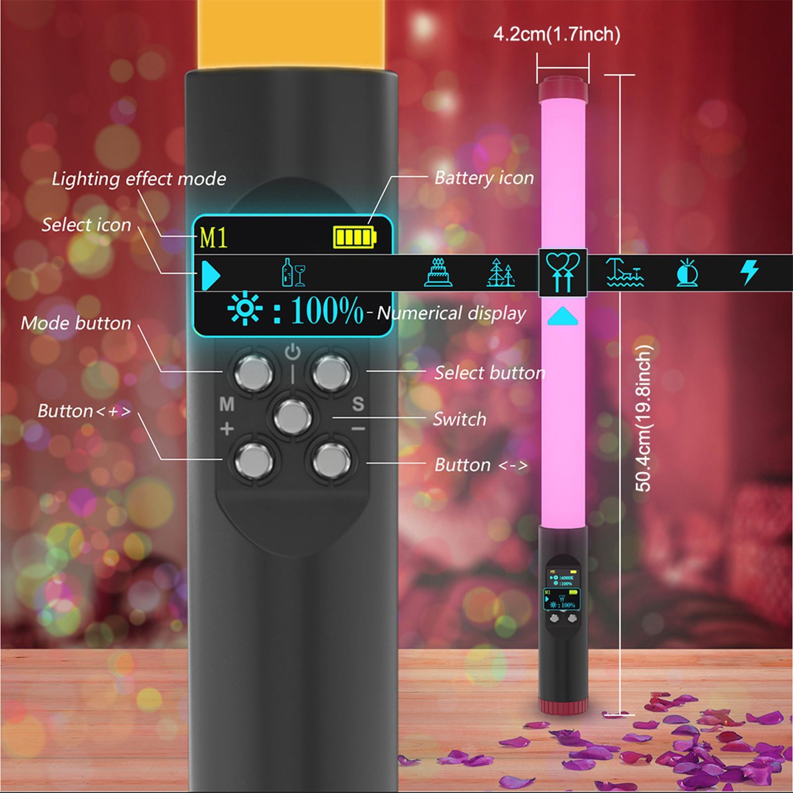 RGB Handheld LED Video Light Remote Control USB Rechargeable Tube Lights