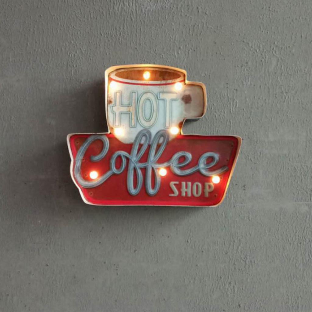 3D Metal Tin Sign Coffee Plaque LED Light Box Cafe Pub Bar