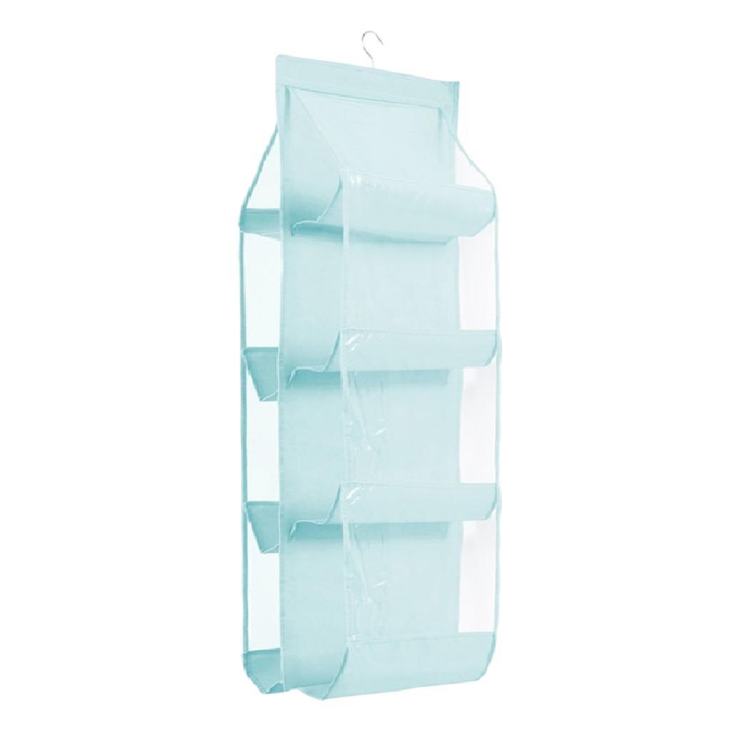 8 Storage Pockets Handbag Hanging Organizer Bag Collection Organizer Blue