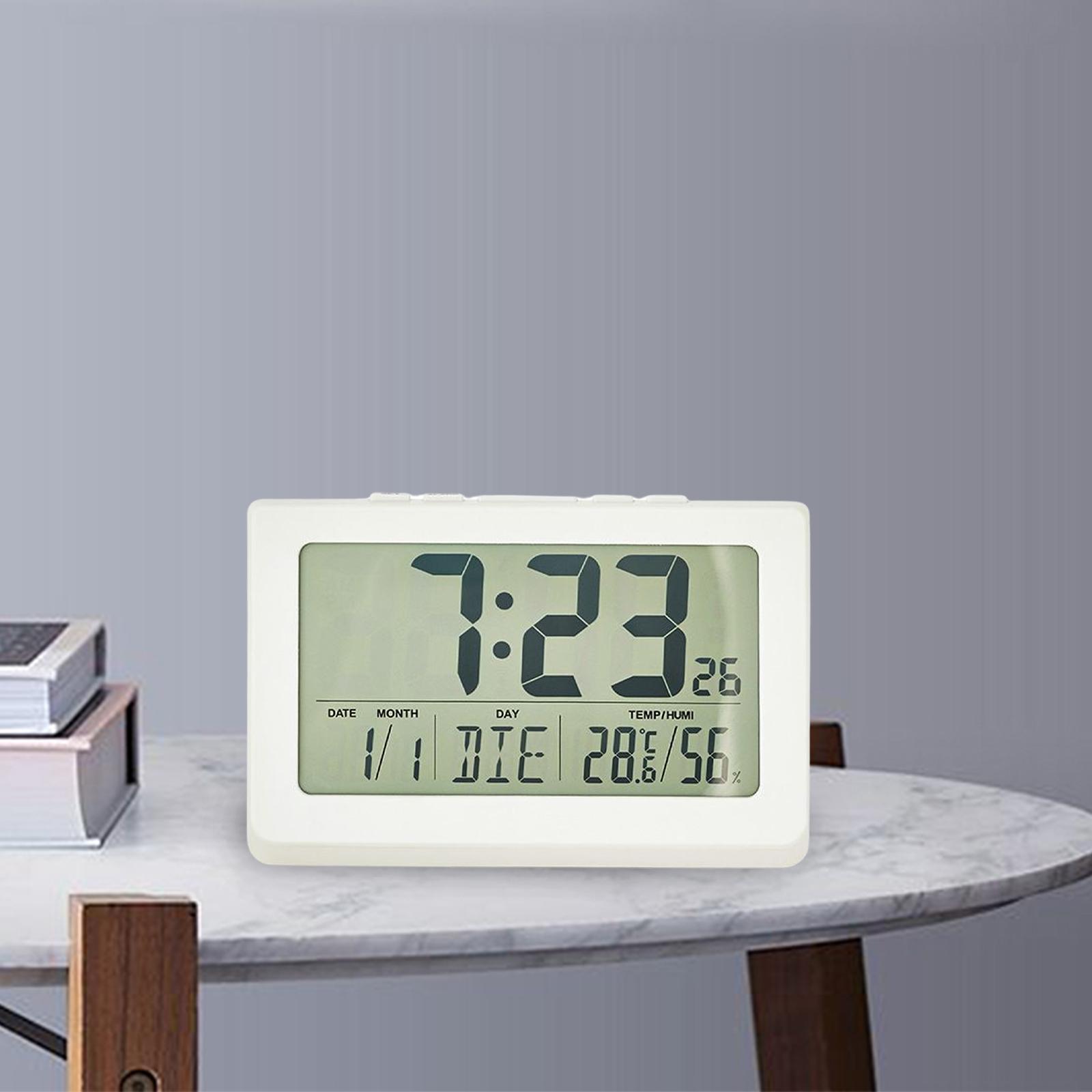 Multifunctional Digital Clock, Modern LCD Temperature Humidity Display Large Screen Wall Clocks for Shop Gift Bedroom Restaurant Decor