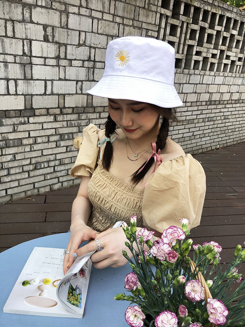 Mũ 2 mặt, Nón bucket hoa cúc đẹp, Mũ tai bèo chống nắng phong cách Hàn Quốc Siêu Hot MD07