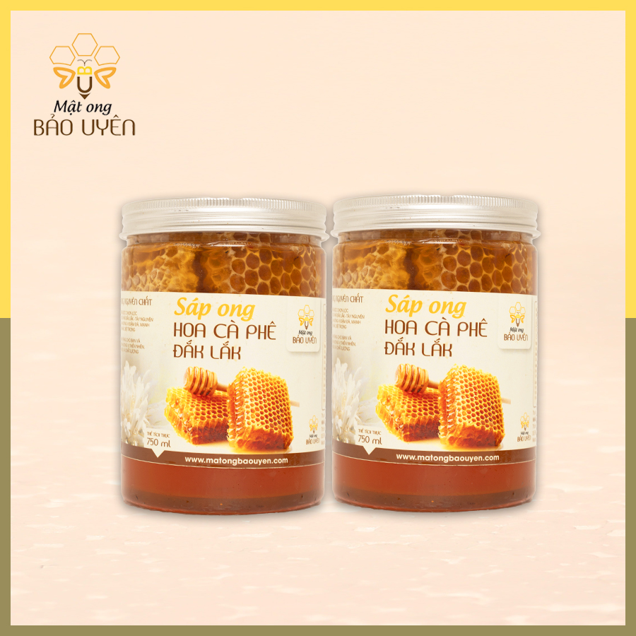 Combo 2 Hũ Sáp Mật Ong Hoa Cà Phê Nguyên Chất Bảo Uyên Cung Cấp Dinh Dưỡng Tăng Cường Đề Kháng Cơ Thể Dung Tích 750ml