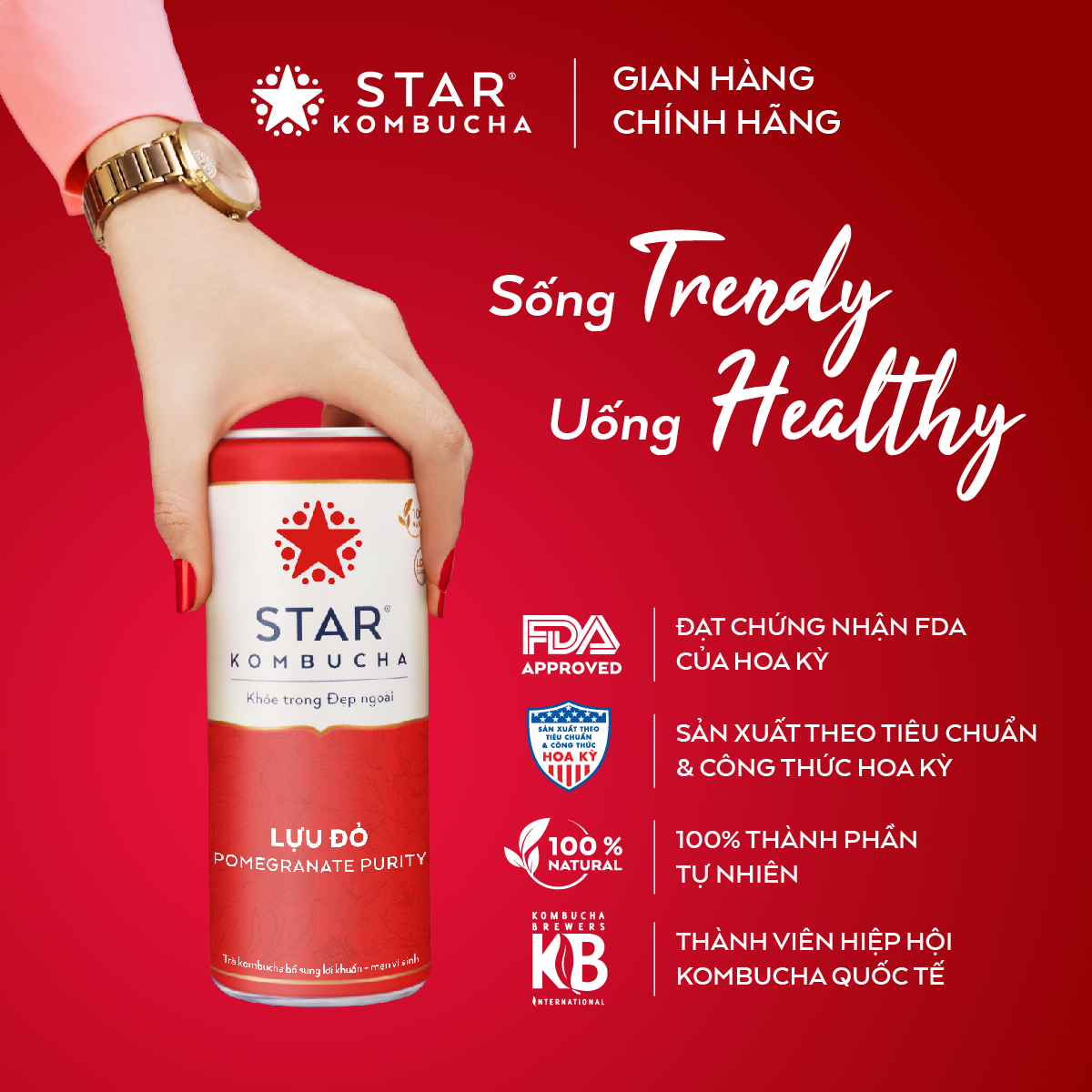 Lốc 6 lon thức uống lên men STAR KOMBUCHA mix vị