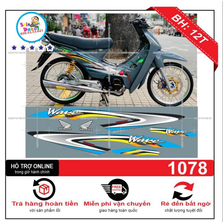 Tem xe wave nhỏ đời đầu dán xe xám xi măng