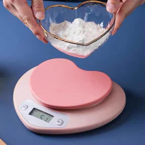 Cân tiểu ly điện tử cân chia thực phẩm hình trái tim mini 5kg màu hồng siêu xinh #cân làm bánh cao cấp#