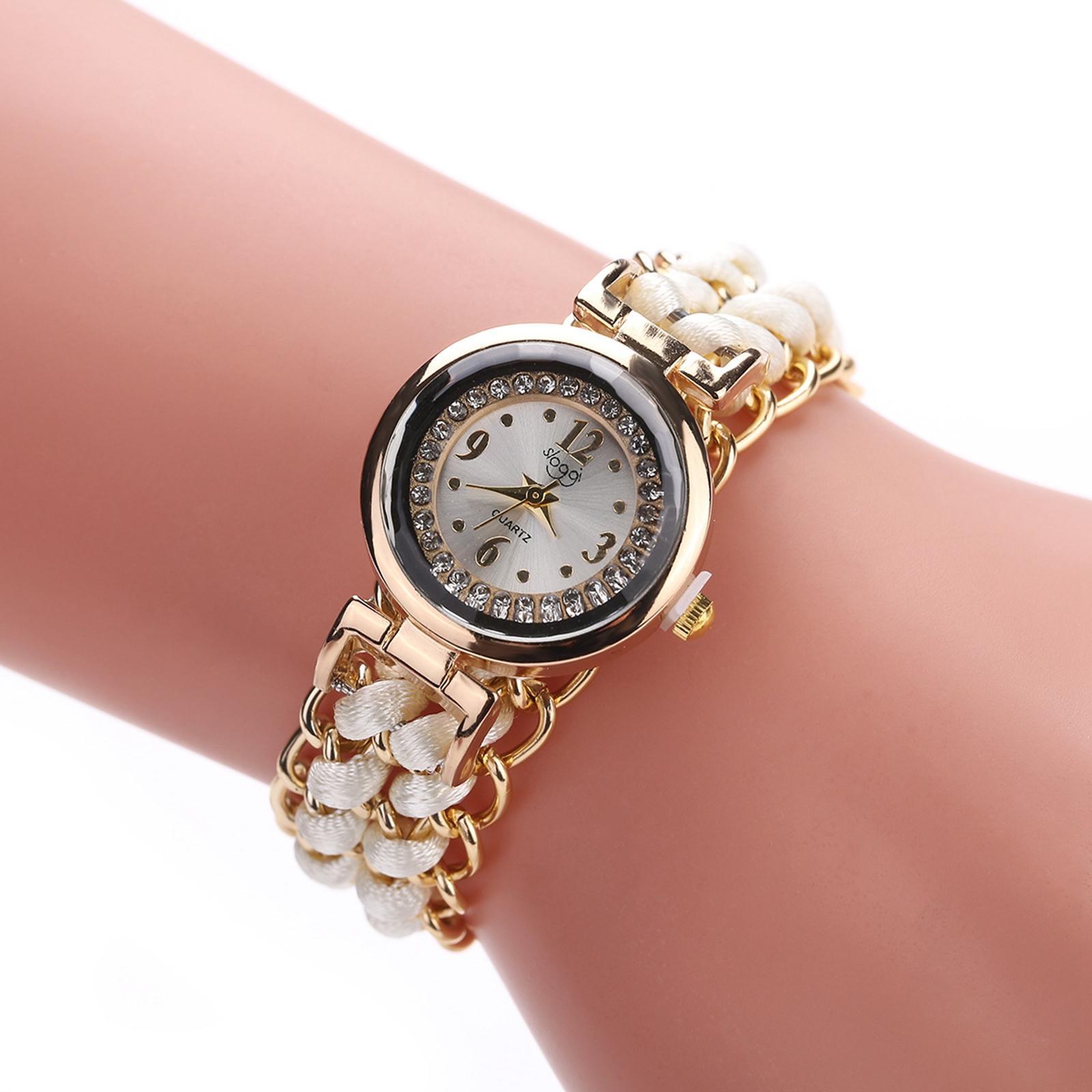 Lady  Watch Bracelet Jewelry Fashion Casual Watch Analog Wrist Watch White