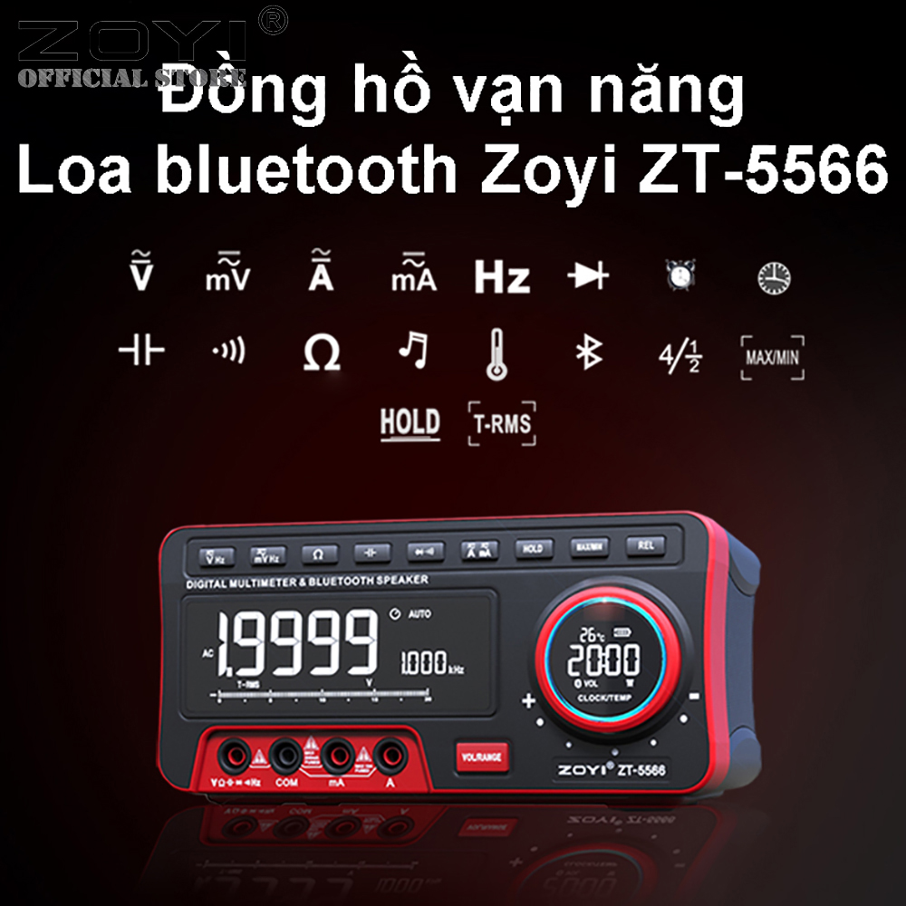 Đồng Hồ Đo Điện Vạn Năng Điện Tử Zoyi ZT-5566, Đo Điện Đa Năng 19999 Số Đếm, Mới Nhất 2020 Có Loa Bluetooth Không Dây Đo Điện Trở Cách Điện, Điện Áp AC DC - Hàng Chính Hãng