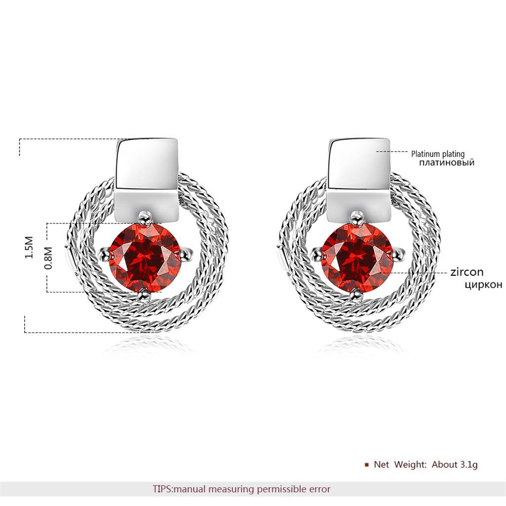 Vintage White Gold Round Red Zircon Fashion