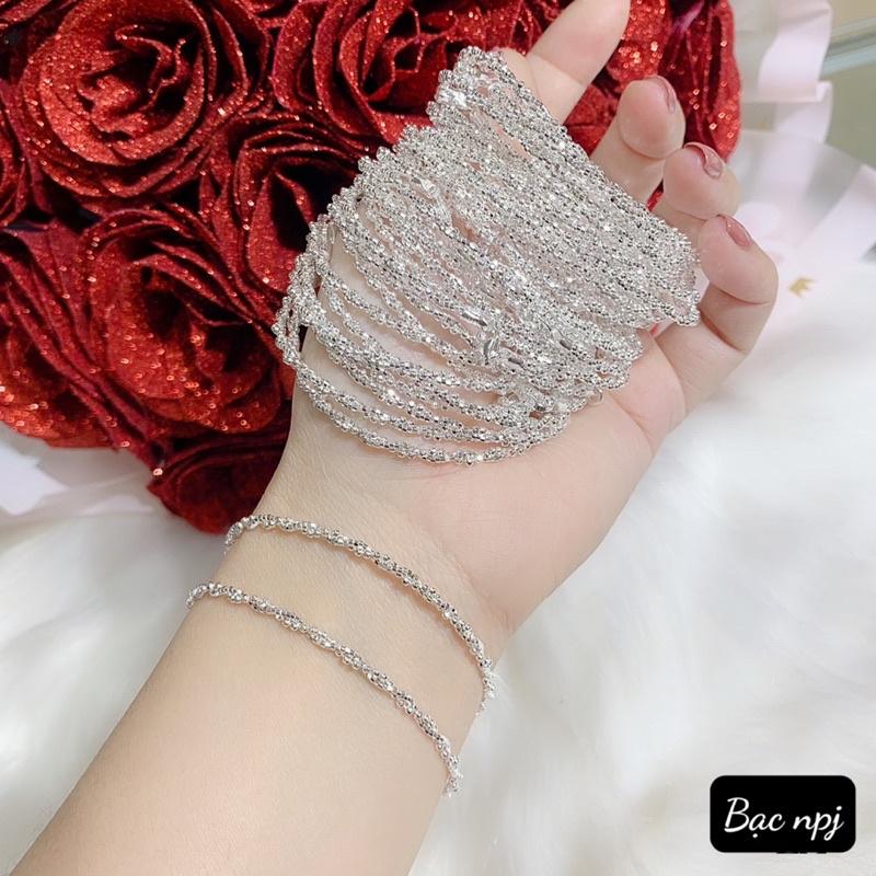 Lắc Tay xoắn kép ️ XINH XẮN ️ Vòng tay cho nữ lấp lánh , sáng bóng - Bạc Npj