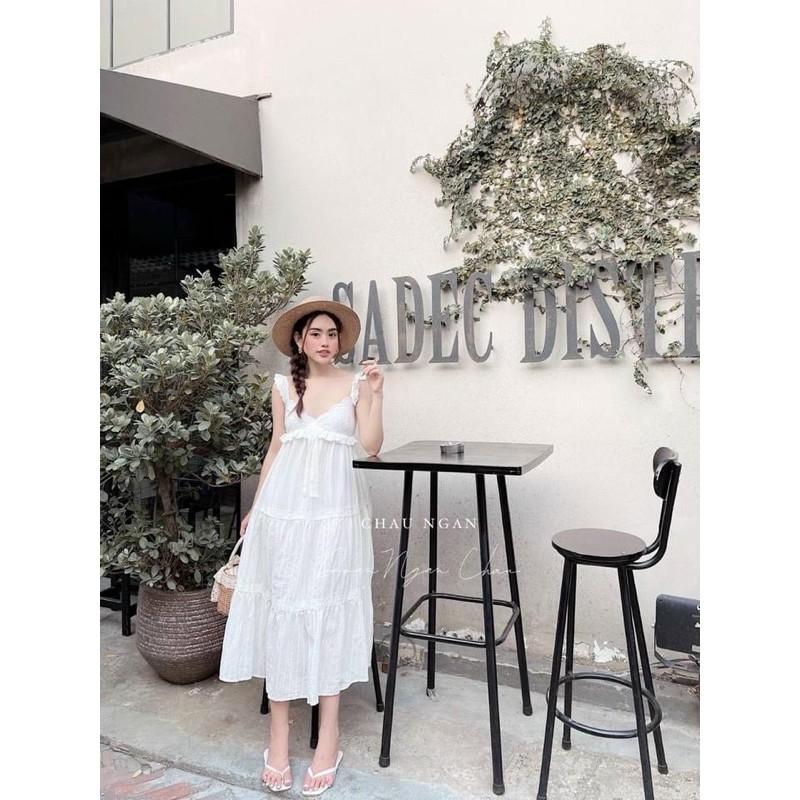 Đầm 2 dây bản to kèm mút ngực chất cải thô chuẩn hàng shop-C