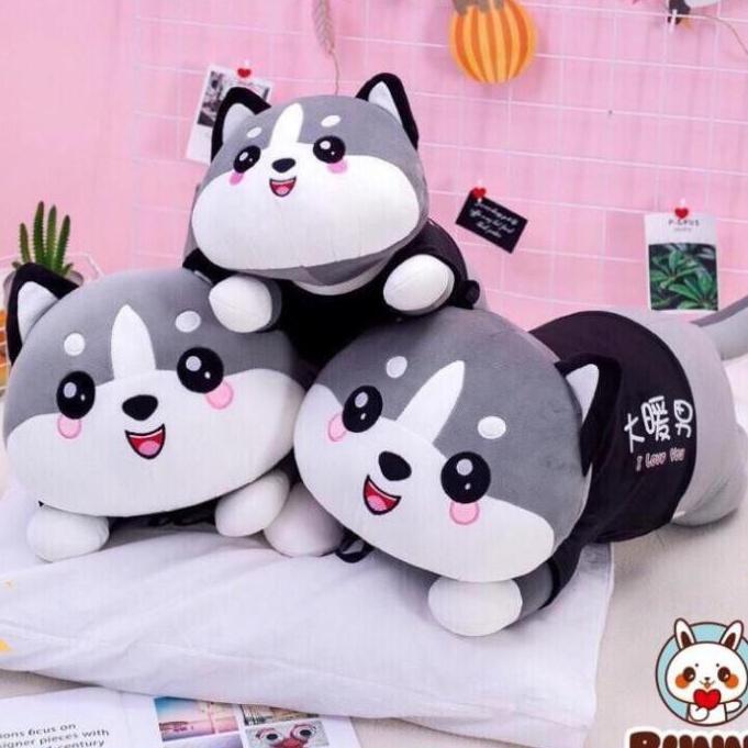 Gấu Bông Mèo Bi Xám size 1m1/1m4, Gấu Ôm Mèo Husky Mèo Bông Siêu To Khổng Lồ Siêu Êm Mịn 