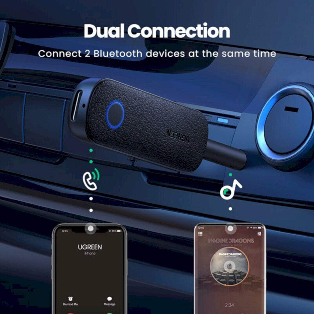 Ugreen UG80893CM403TK BL 5.0 Màu đen Bộ phát + nhận Bluetooth 5.0 jack 3.5mm tương thích cổng Aux Bluetooth trên ô tô - HÀNG CHÍNH HÃNG