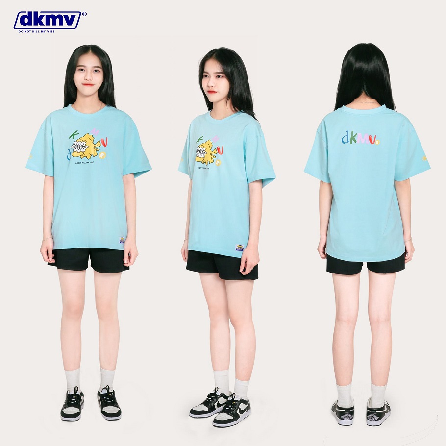 Áo thun nữ form rộng màu xanh | DKMV Tee Vibration-Blue