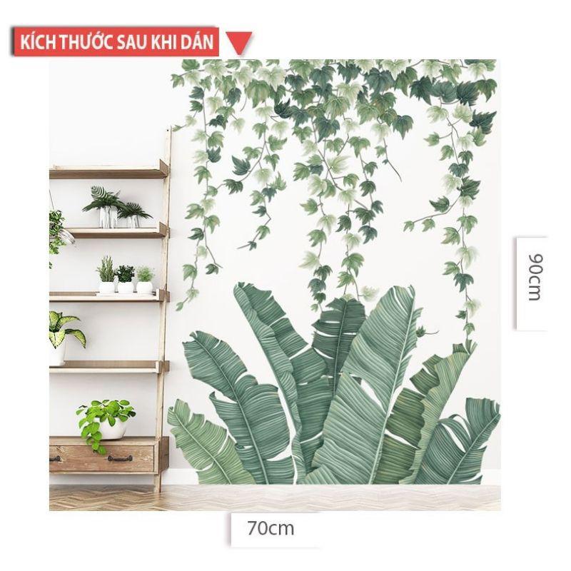 Decal trang trí chậu cây nhiệt đới size lớn