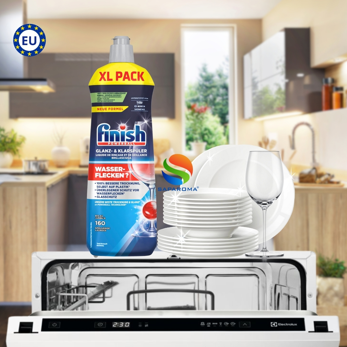 Nước làm bóng Finish 800ml, chuyên dùng cho máy rửa bát, chất trợ xả cao cấp
