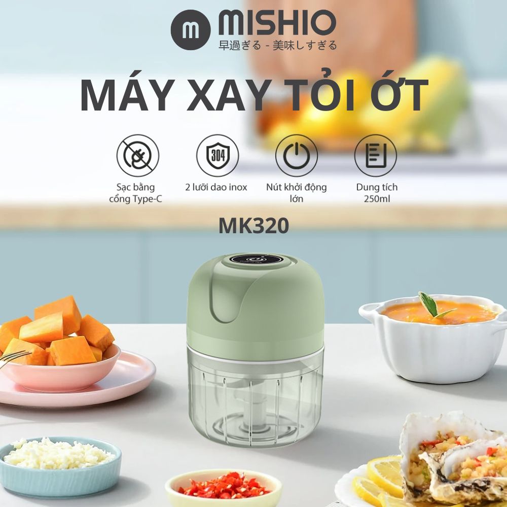 Máy Xay Tỏi Ớt Mini Chạy Pin Mishio MK420 - hàng chính hãng