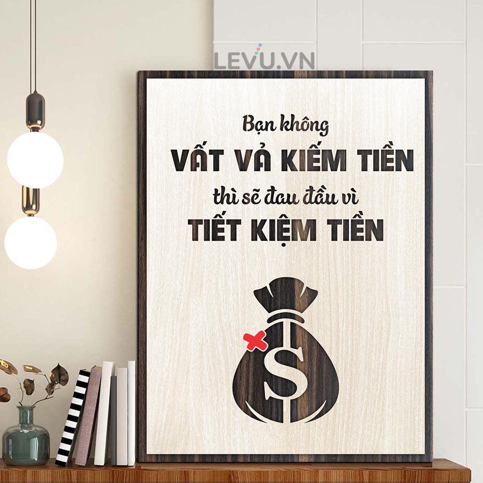 Tranh Truyền Sức Mạnh Sáng Tạo LEVU LV064 bằng gỗ khắc chữ slogan tạo động lực