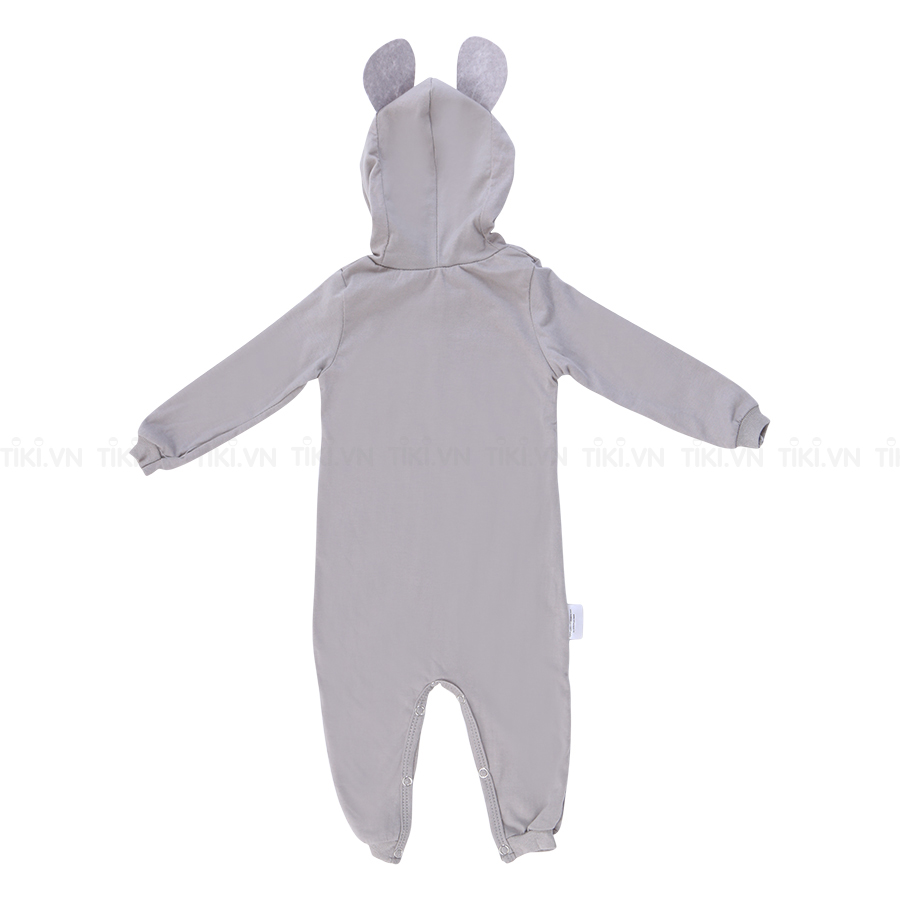 Bộ Bodysuit Dài Liền Nón Gấu Xám Mihababy PBDS_BEAR