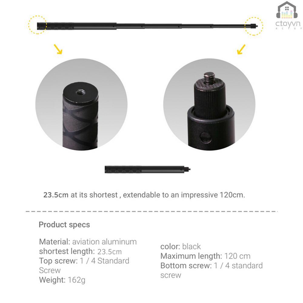 Gậy chụp ảnh tự sướng có ốc vít 1/4 inch 23.5cm-120cm cho Insta360 ONE X/ ONE/ EVO/ONE R/ ONE X2