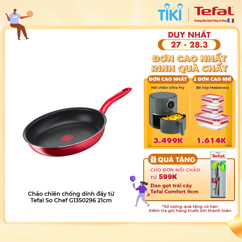 Chảo chiên chống dính đày từ Tefal So Chef 21cm, dùng cho mọi loại bếp- Hàng chính hãng