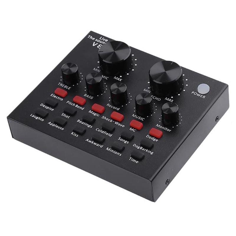 V8 Sound Card Mixer Audio Interface External Streaming USB Headset Microphone Broadcast Sound Card Mixer For Computer PC