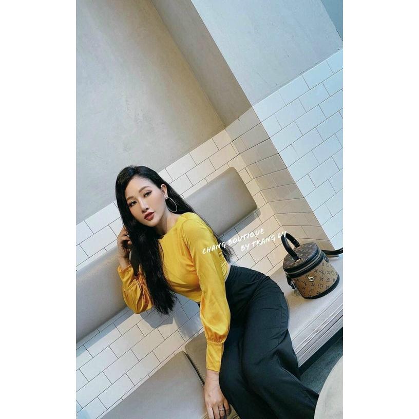 Áo Kiểu Nữ Cột Nơ Sau YURITA Tay Dài Chất Lụa Form Croptop Dễ Thương Phong Cách Hàn Quốc Đủ Màu Dễ Phối Đồ