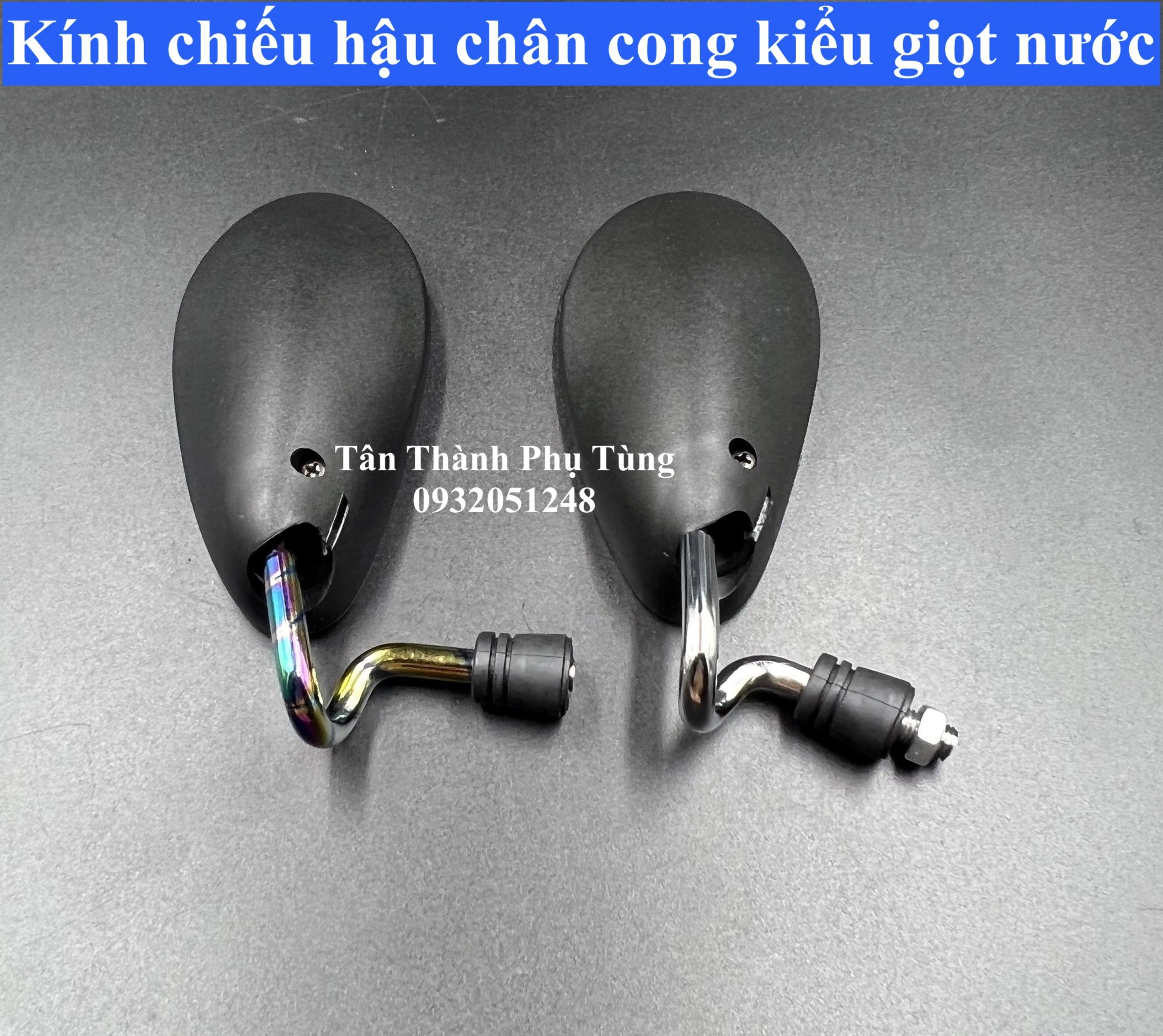 Kính chiếu hậu chân cong kiểu giọt nước dành cho xe máy