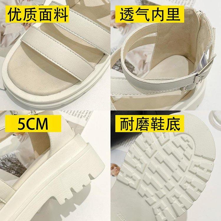 Giày sandal đế phẳng quai chéo phối khóa cài và dây khóa kéo sau lưng dành cho bạn nữ