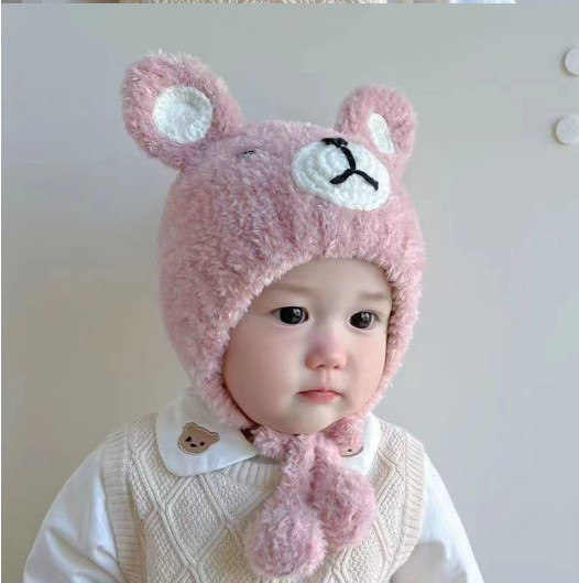 Mũ len Gấu xù lông nhắm mắt MS02 cho bé từ 6 tháng đến 2 tuổi mẫu mới cực xinh